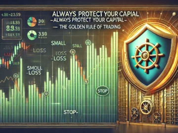 Dall·e 2024 12 23 15.49.23   A Professional And Motivational Banner Image For An Article Titled 'always Protect Your Capital—the Golden Rule Of Trading.' The Design Features A Shi