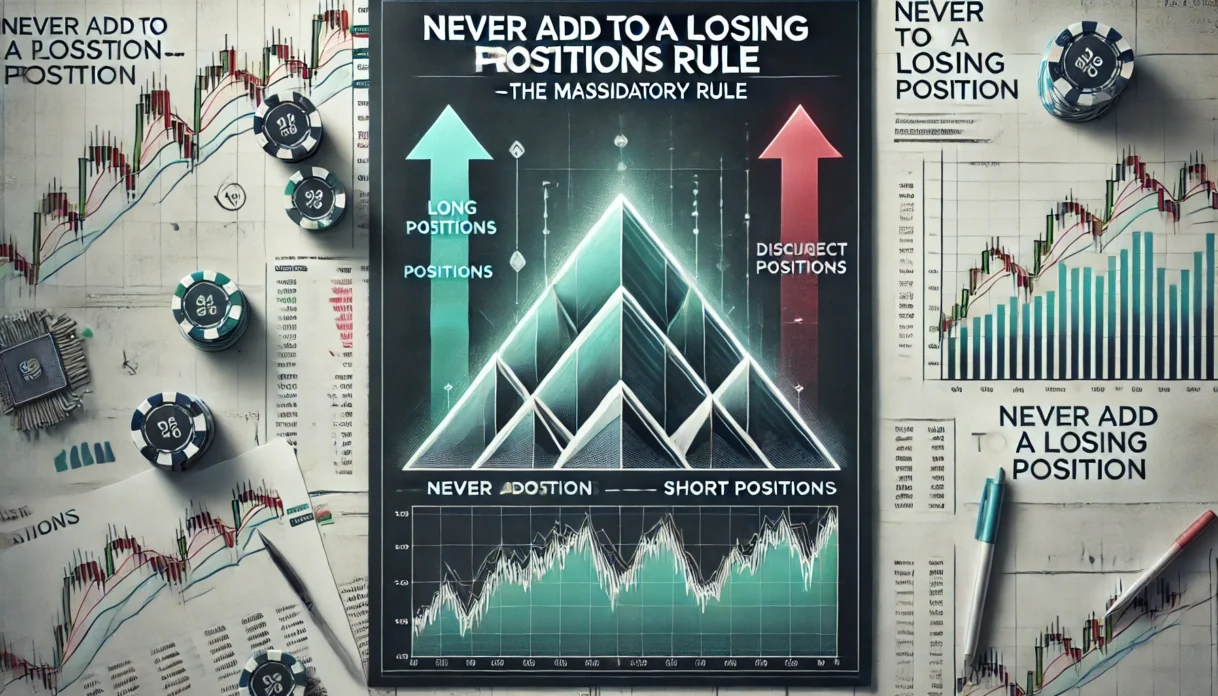 Dall·e 2024 12 27 09.39.28   A Professional And Clear Banner Image For An Article Titled 'never Add To A Losing Position—the Mandatory Rule.' The Design Features A Pyramid Structu