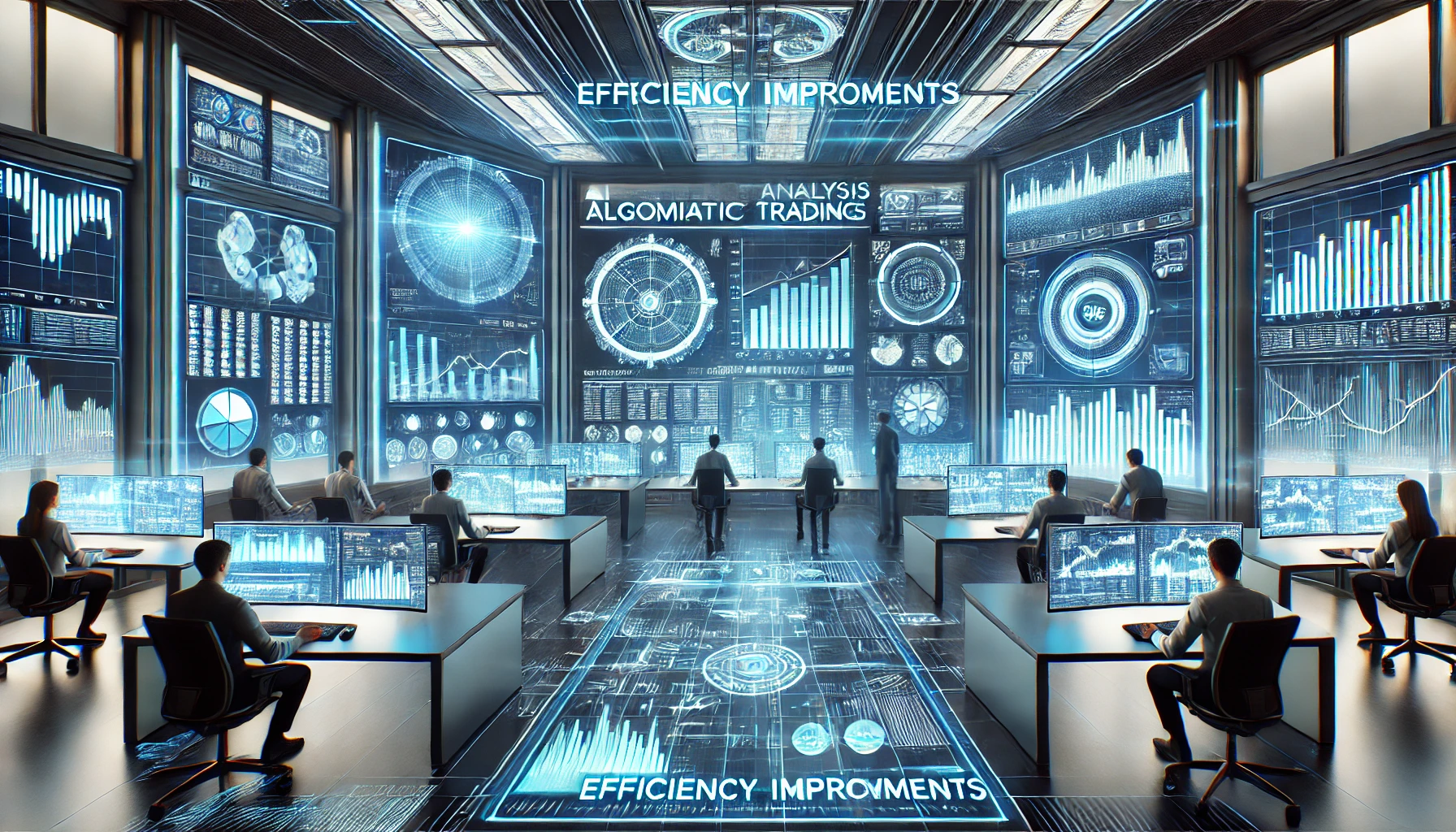 Dall·e 2025 02 02 12.24.03   A High Tech Trading Analysis Room With Multiple Holographic Displays Showcasing Various Financial Data And Charts. The Environment Is Futuristic, With